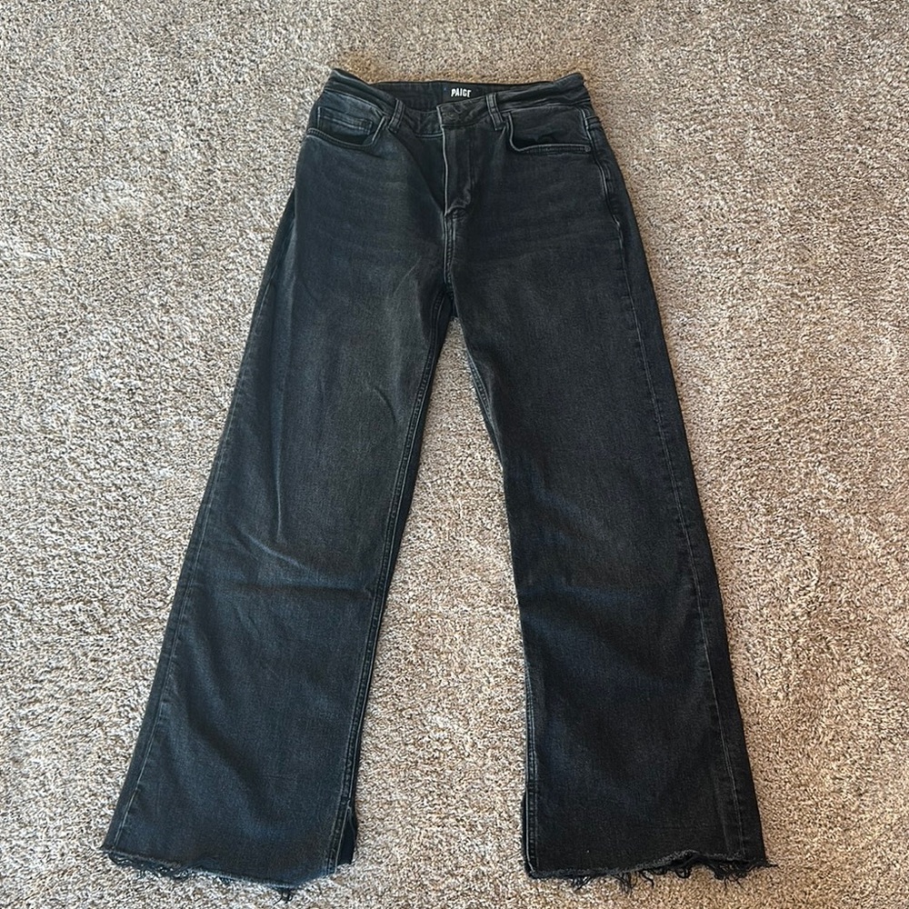 PAIGE Black Flare Wide Leg Jeans Modern Style